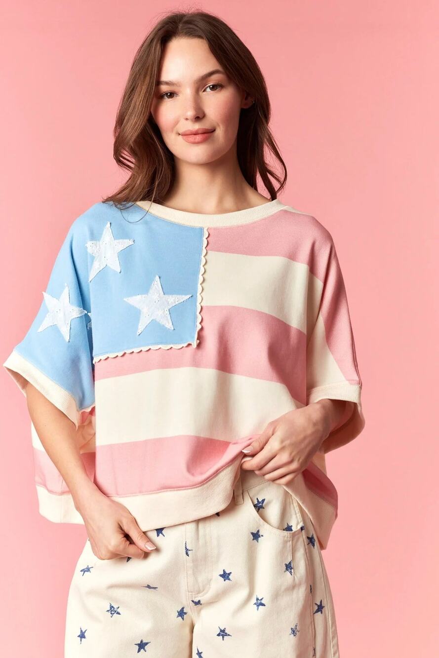 Americana Flag Crop Sweatshirt